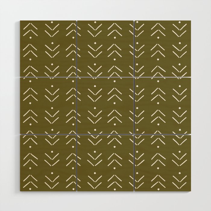 Arrow Lines Pattern Design 7 in olive green Wood Wall Art Gallery Image 1