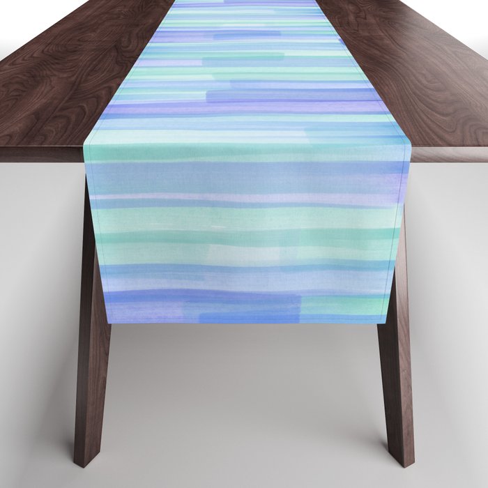 Abstract Watercolor Waves in Cool Blue Table Runner Gallery Image 1