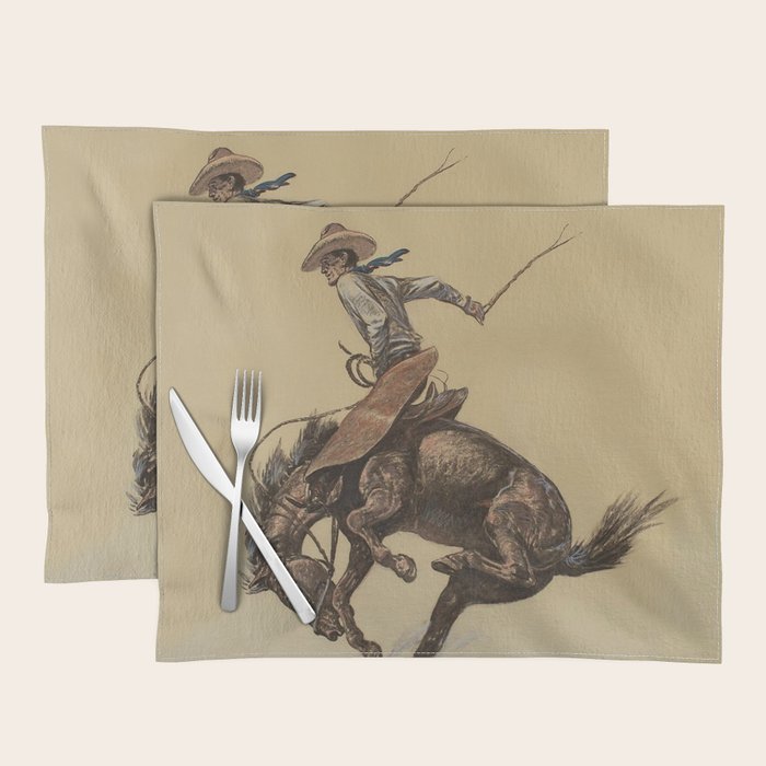 Bucking Horse Western Art by Will James Placemat Gallery Image 1