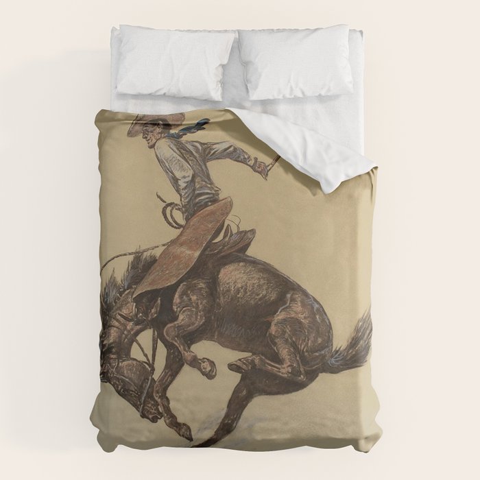 Bucking Horse Western Art by Will James Duvet Cover Gallery Image 6