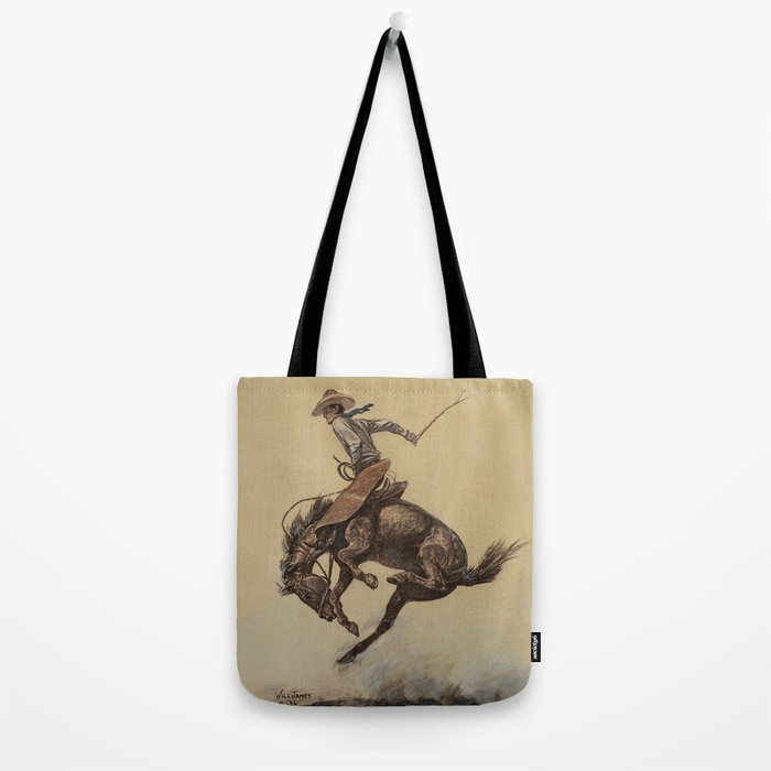 Bucking Horse Western Art by Will James Tote Bag Gallery Image 2
