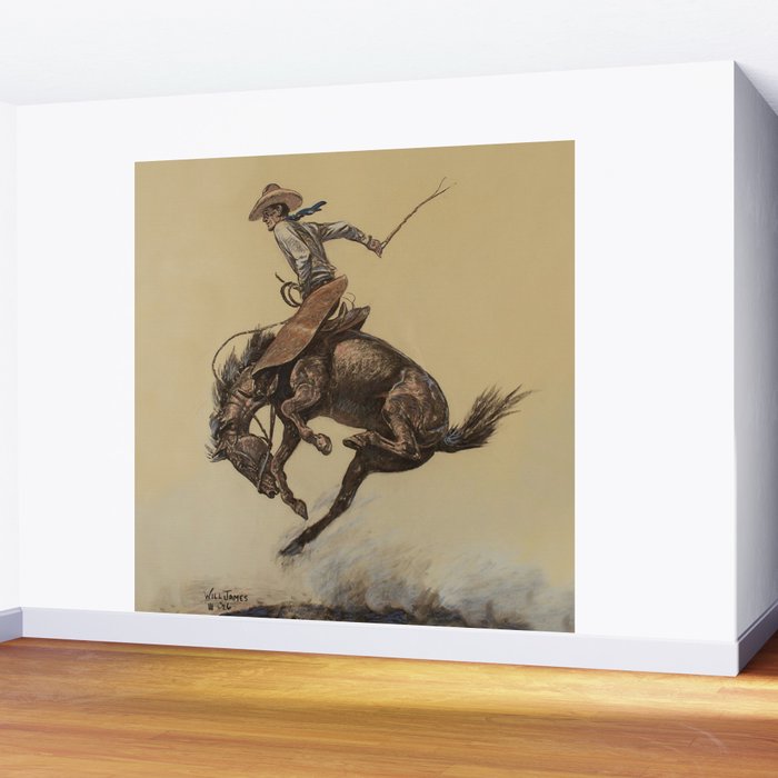 Bucking Horse Western Art by Will James Wall Mural Gallery Image 2