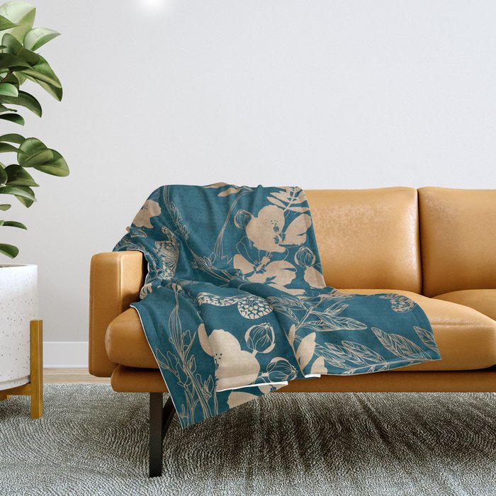 Exotic Florals and Butterflies Throw Blanket Gallery Image 1