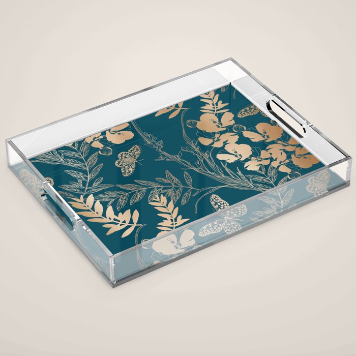 Exotic Florals and Butterflies Acrylic Tray Gallery Image 1
