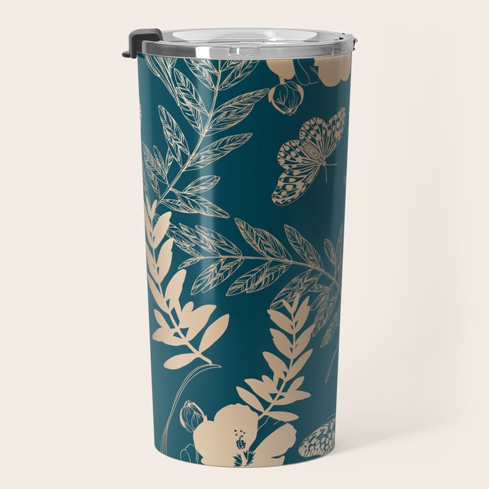 Exotic Florals and Butterflies Travel Mug Gallery Image 3