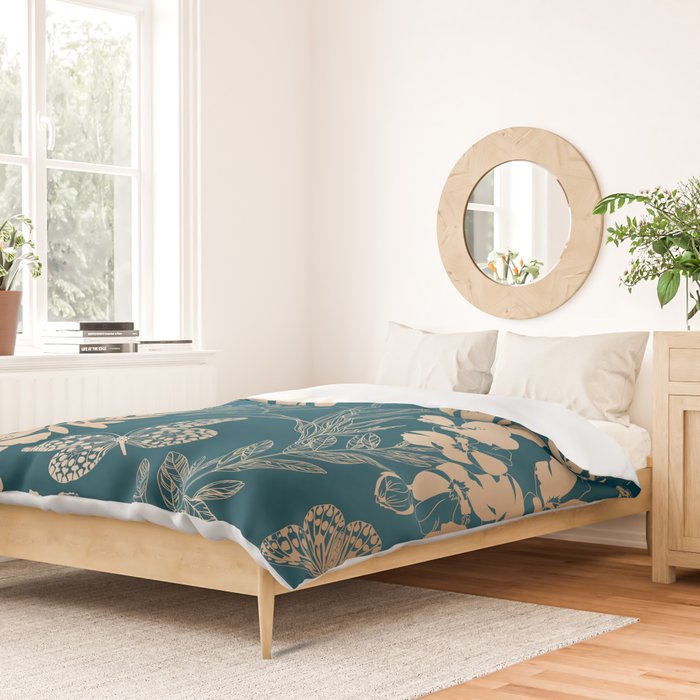 Exotic Florals and Butterflies Duvet Cover Gallery Image 2