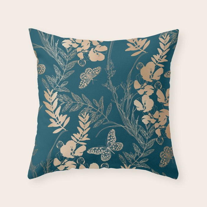 Exotic Florals and Butterflies Throw Pillow Gallery Image 6
