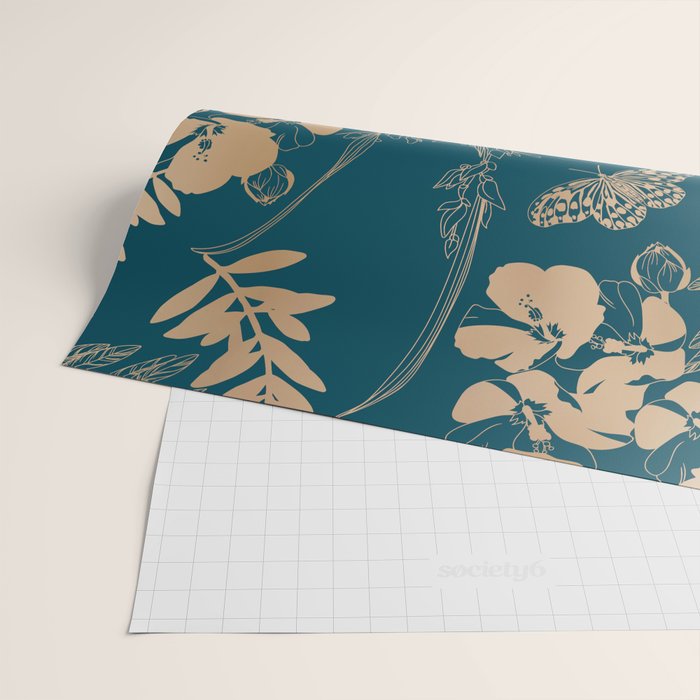 Exotic Florals and Butterflies Wrapping Paper Gallery Image 2