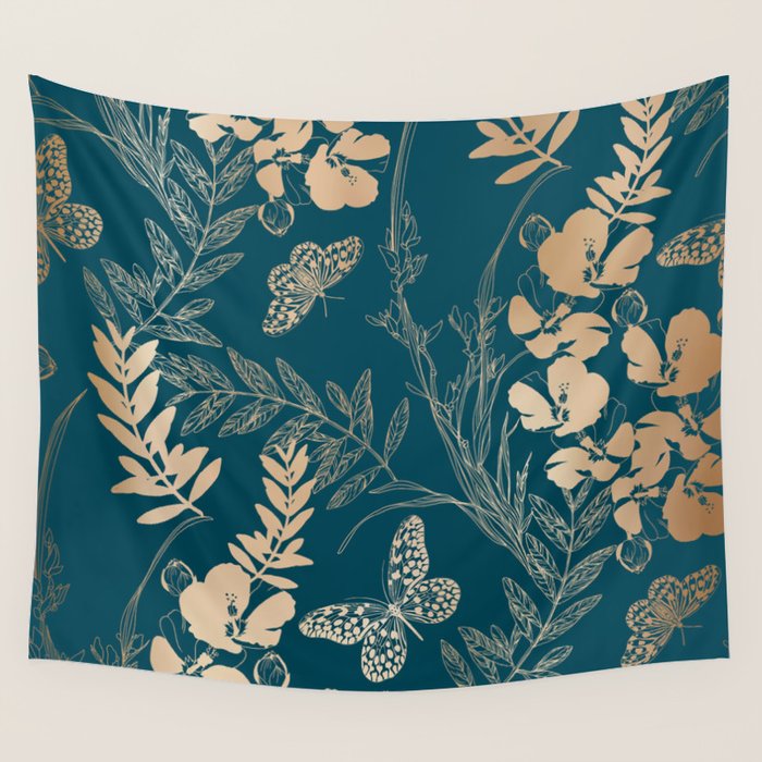 Exotic Florals and Butterflies Wall Tapestry Gallery Image 4