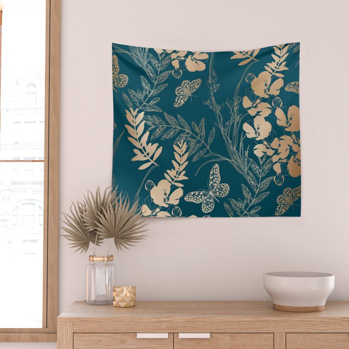 Exotic Florals and Butterflies Wall Tapestry Gallery Image 2