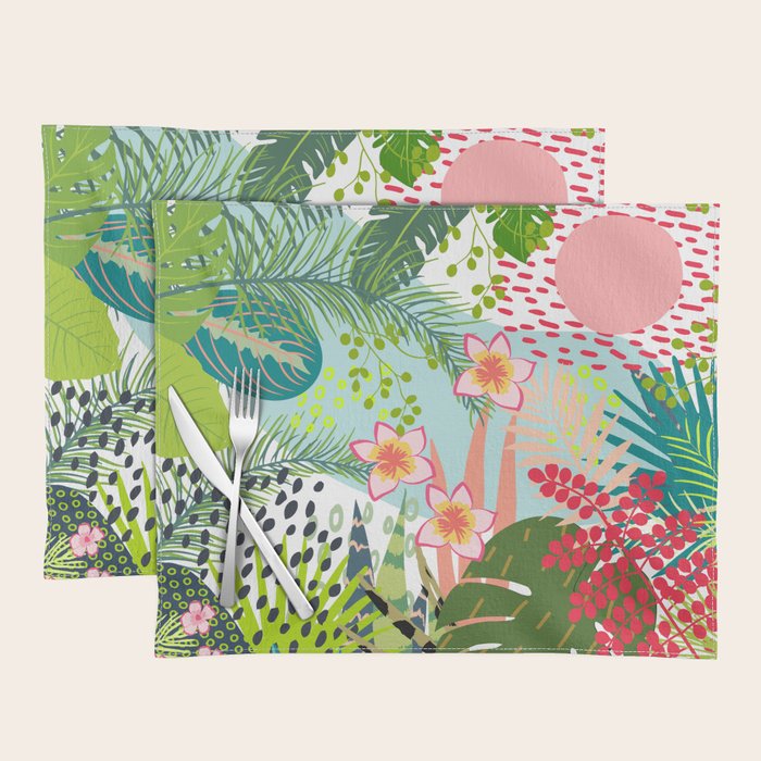 Tropical, Palms, Jungle Prints, Nature Art. Placemat Gallery Image 1