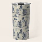 Alien Abduction Toile De Jouy Pattern in Blue Travel Mug Gallery Image 1