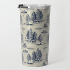 Alien Abduction Toile De Jouy Pattern in Blue Travel Mug Gallery Image 3