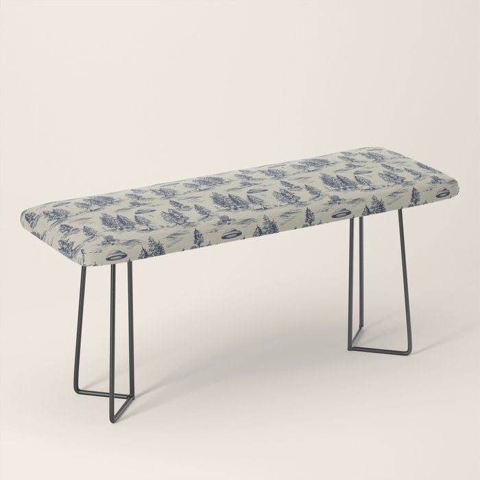 Alien Abduction Toile De Jouy Pattern in Blue Bench Gallery Image 1