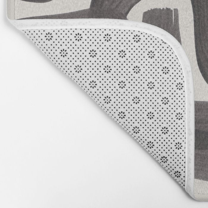 Black Ink Paint Brush Strokes Wiggles Mid Century Modern Bath Mat Gallery Image 2