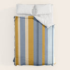 Vertical Stripes Variable Contemporary Retro Modern Pattern in Blue and Honey Mustard Duvet Cover Gallery Image 6