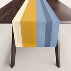 Vertical Stripes Variable Contemporary Retro Modern Pattern in Blue and Honey Mustard Table Runner Gallery Image 1