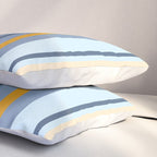 Vertical Stripes Variable Contemporary Retro Modern Pattern in Blue and Honey Mustard Pillow Sham Gallery Image 3