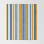 Vertical Stripes Variable Contemporary Retro Modern Pattern in Blue and Honey Mustard Throw Blanket Gallery Image 2