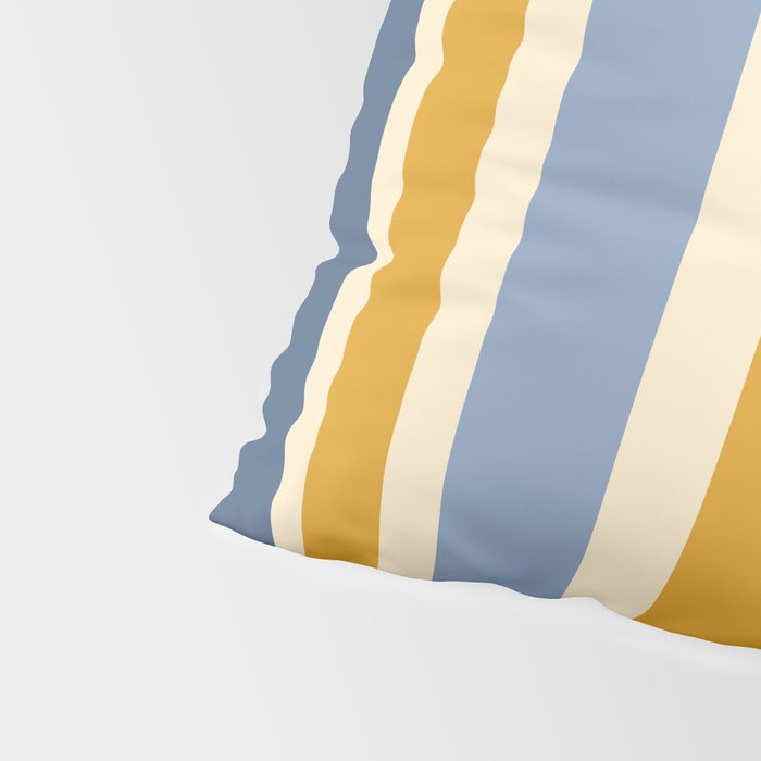 Vertical Stripes Variable Contemporary Retro Modern Pattern in Blue and Honey Mustard Pillow Sham Gallery Image 4