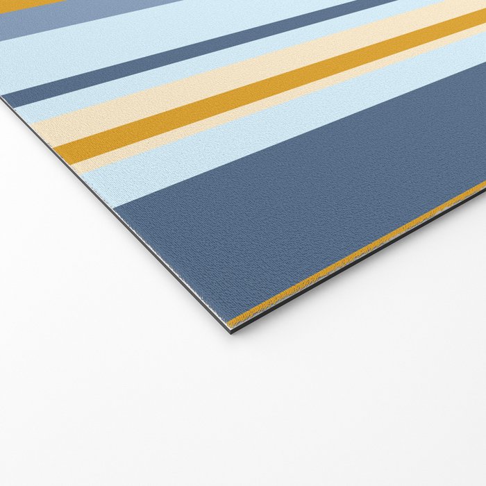 Vertical Stripes Variable Contemporary Retro Modern Pattern in Blue and Honey Mustard Welcome Mat Gallery Image 2