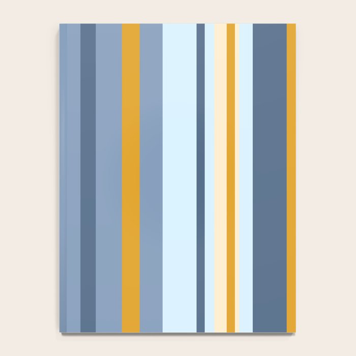 Vertical Stripes Variable Contemporary Retro Modern Pattern in Blue and Honey Mustard Notebook Gallery Image 4