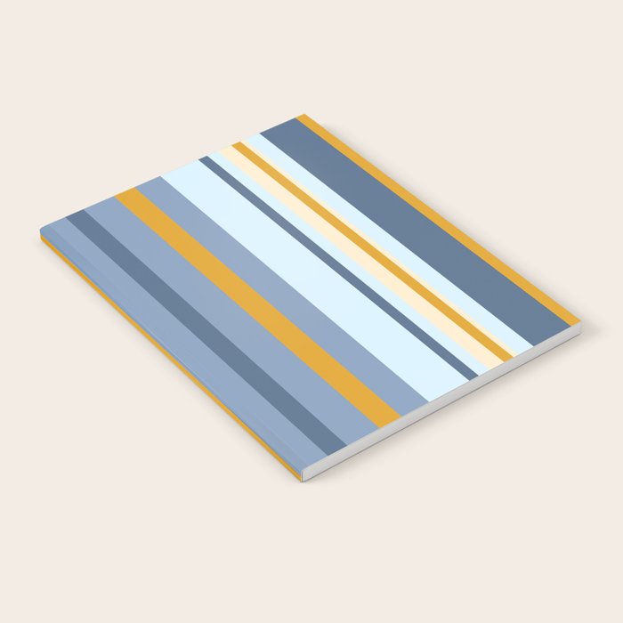 Vertical Stripes Variable Contemporary Retro Modern Pattern in Blue and Honey Mustard Notebook Gallery Image 2