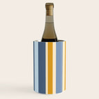 Vertical Stripes Variable Contemporary Retro Modern Pattern in Blue and Honey Mustard Wine Chiller Gallery Image 2