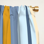 Vertical Stripes Variable Contemporary Retro Modern Pattern in Blue and Honey Mustard Window Curtain Gallery Image 2