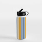 Vertical Stripes Variable Contemporary Retro Modern Pattern in Blue and Honey Mustard Water Bottle Gallery Image 1