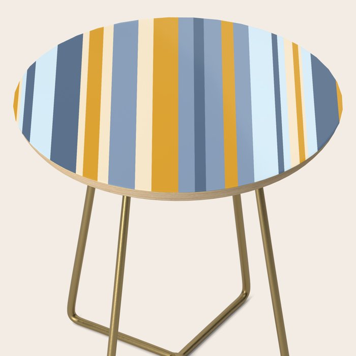 Vertical Stripes Variable Contemporary Retro Modern Pattern in Blue and Honey Mustard Side Table Gallery Image 2