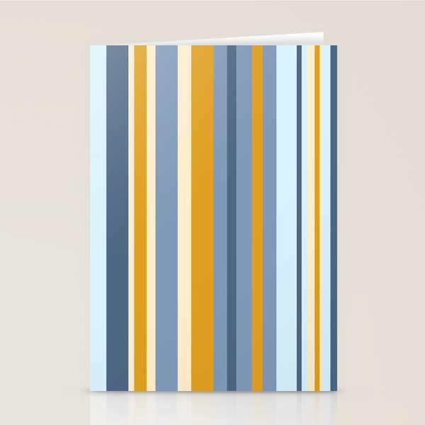 Vertical Stripes Variable Contemporary Retro Modern Pattern in Blue and Honey Mustard Stationery Card Gallery Image 2