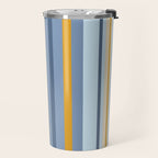 Vertical Stripes Variable Contemporary Retro Modern Pattern in Blue and Honey Mustard Travel Mug Gallery Image 2