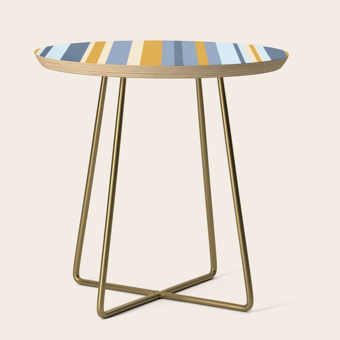 Vertical Stripes Variable Contemporary Retro Modern Pattern in Blue and Honey Mustard Side Table Gallery Image 1