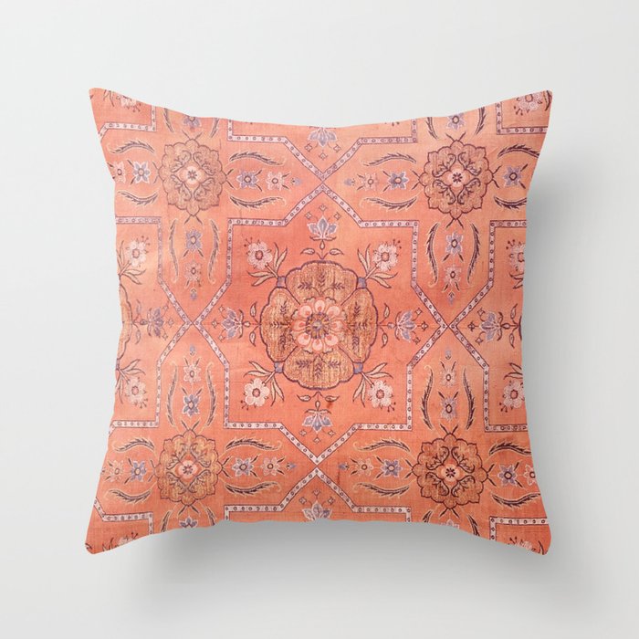 Vintage Distressed Pink Iranian Silk Throw Pillow Gallery Image 6