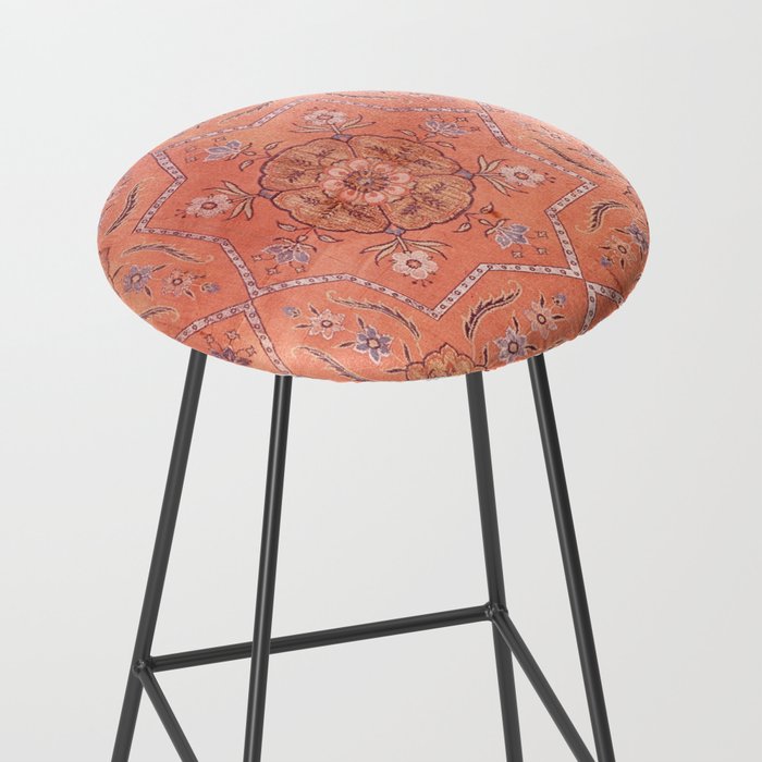 Vintage Distressed Pink Iranian Silk Stool Gallery Image 2