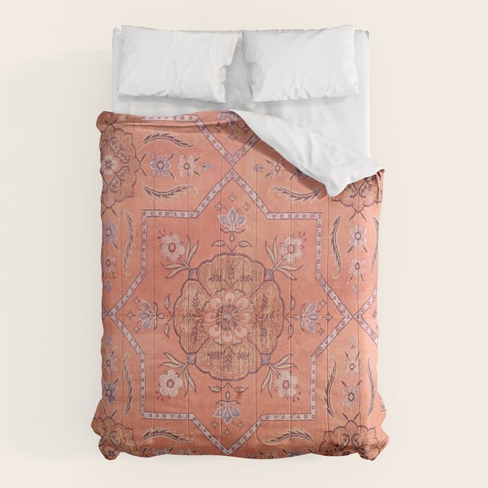 Vintage Distressed Pink Iranian Silk Comforter Gallery Image 6