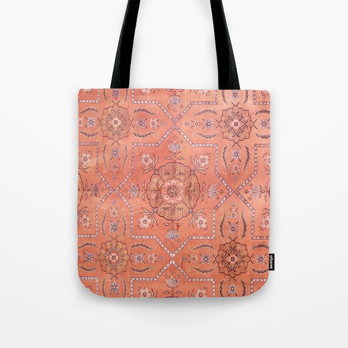 Vintage Distressed Pink Iranian Silk Tote Bag Gallery Image 1