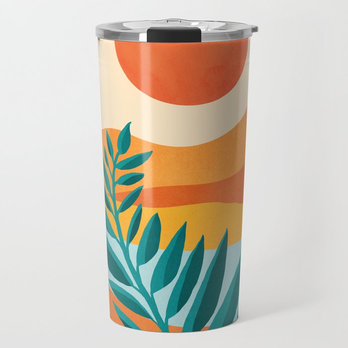 Mountain Sunset Colorful Landscape Illustration Travel Mug Gallery Image 1