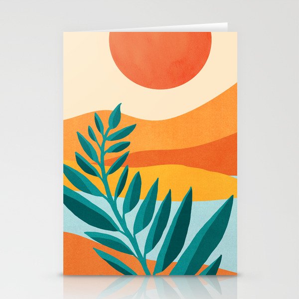 Mountain Sunset Colorful Landscape Illustration Stationery Card Gallery Image 1