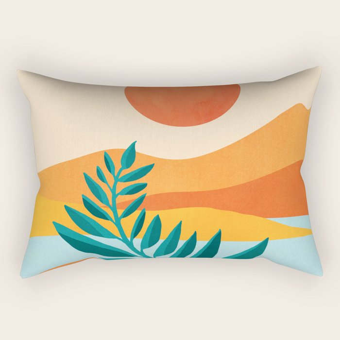 Mountain Sunset Colorful Landscape Illustration Rectangular Pillow Gallery Image 2