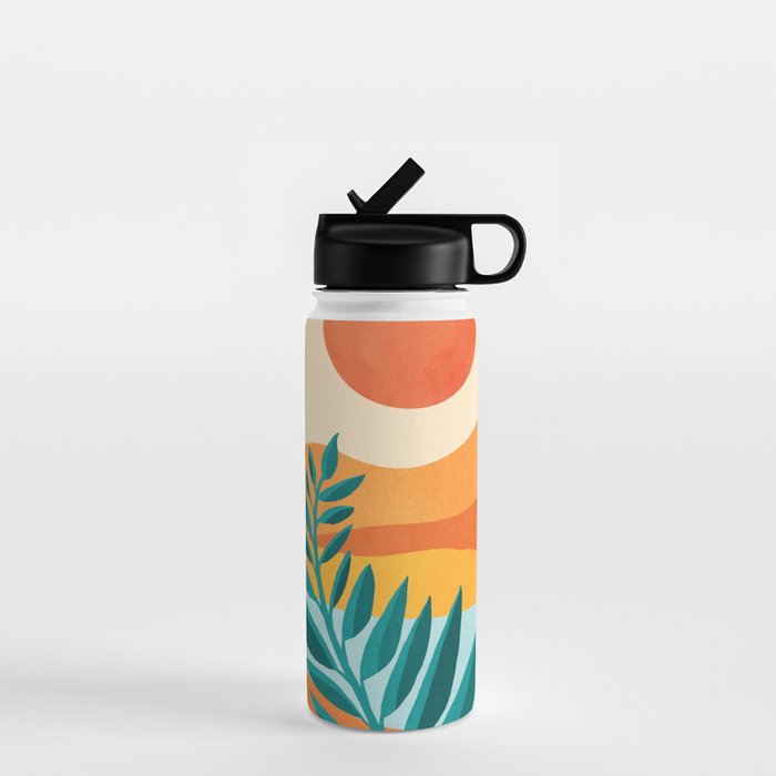 Mountain Sunset Colorful Landscape Illustration Water Bottle Gallery Image 1