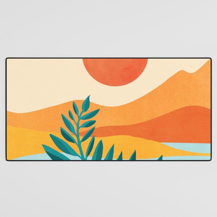 Mountain Sunset Colorful Landscape Illustration Desk Mat Gallery Image 3