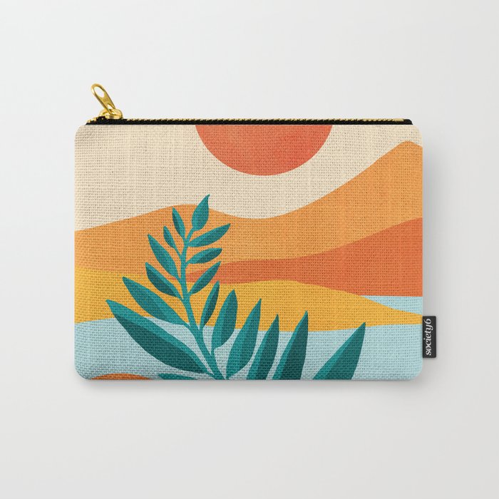 Mountain Sunset Colorful Landscape Illustration Carry All Pouch Gallery Image 1