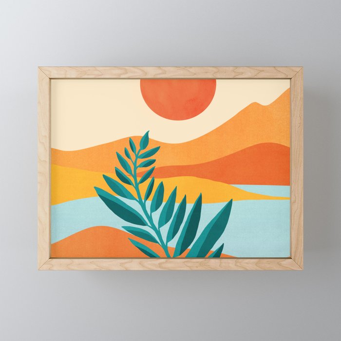 Mountain Sunset Colorful Landscape Illustration Mini Art Print Gallery Image 1