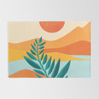 Mountain Sunset Colorful Landscape Illustration Rug Gallery Image 2