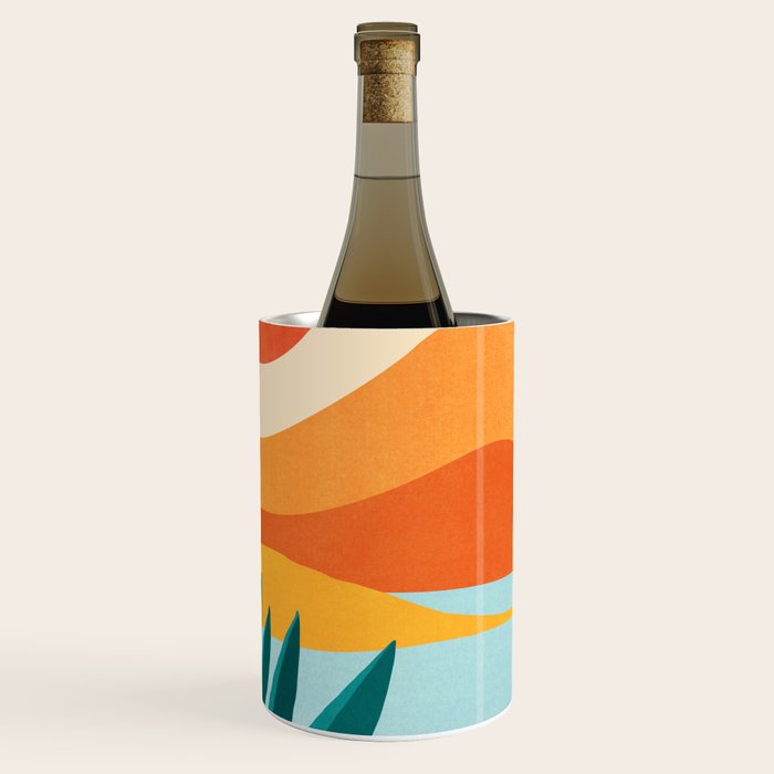 Mountain Sunset Colorful Landscape Illustration Wine Chiller Gallery Image 3