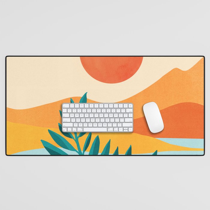 Mountain Sunset Colorful Landscape Illustration Desk Mat Gallery Image 1