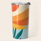Mountain Sunset Colorful Landscape Illustration Travel Mug Gallery Image 2