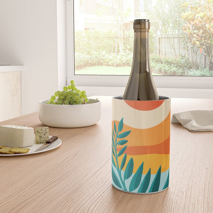 Mountain Sunset Colorful Landscape Illustration Wine Chiller Gallery Image 4